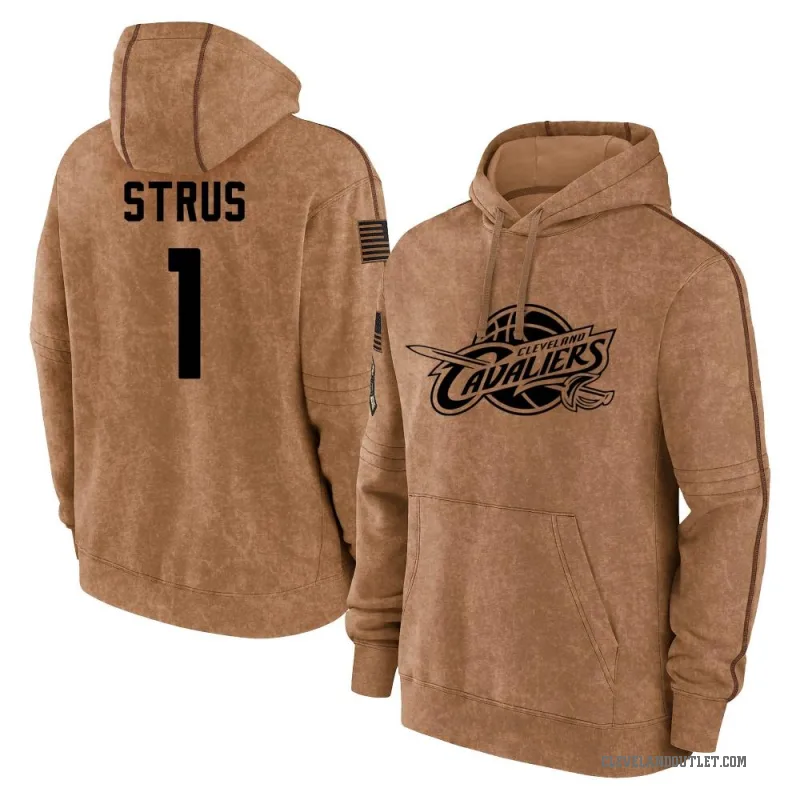 Max Strus Men's Brown Cleveland Cavaliers 2023 Salute to Service Club Pullover Hoodie